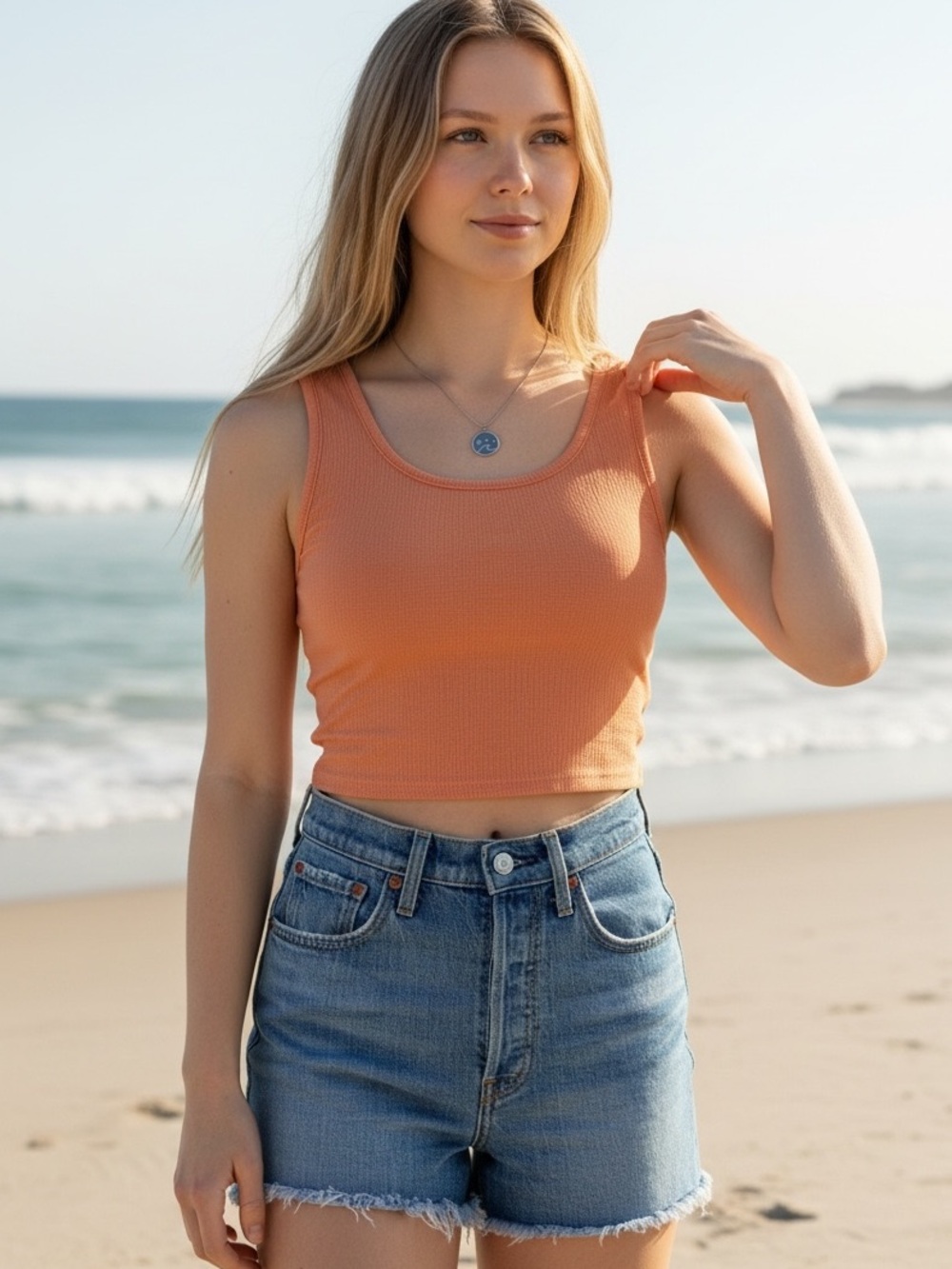 Roxy Wrap Back Tank Top Medium Coral Peach Cutout Crop Top